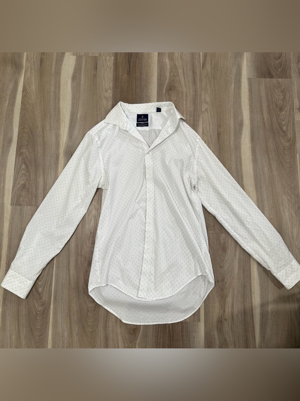 Stafford White Long-Sleeve Dress Shirt- Mens M